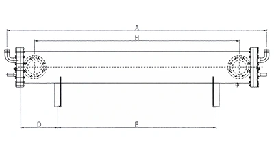 نظام متعدد الدوائر، مبخر من الفولاذ المقاوم للصدأ غلافي أنبوبي أفقي (12HP×5-25HP×6)